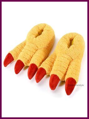 Plush Chicken Feet Claw Slippers Funny Fluffy Indoor House Shoes